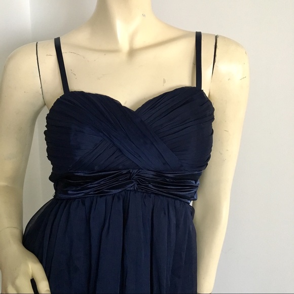 navy sweetheart neck flowy slip dress size small - Picture 2 of 6